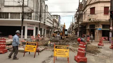 Obras VLT Santos. - Imagem: Divulgação / Prefeitura de Santos