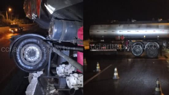 Às 21h10 a rodovia foi bloqueada para a equipe de conservação jogar serragem devido ao derramamento de óleo - Imagem: Reprodução/ Artesp