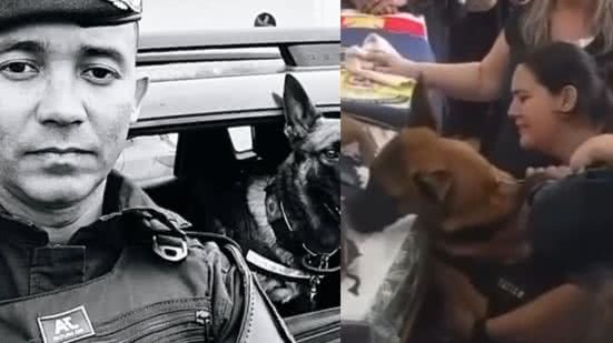 K9 Bolt, o fiel companheiro de Alexandro, demonstrou sua dor ao se despedir do parceiro no velório - Imagem; Reprodução/ Redes Sociais