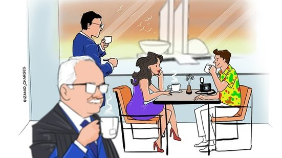 Um dos ministros da Corte tem o hábito de beber ali seu chá predileto - Imagem: @izanio_charges