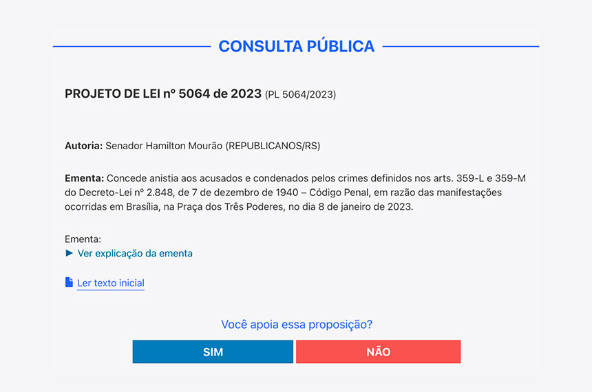 O Senado abriu consulta sobre a anistia? — Senado Notícias