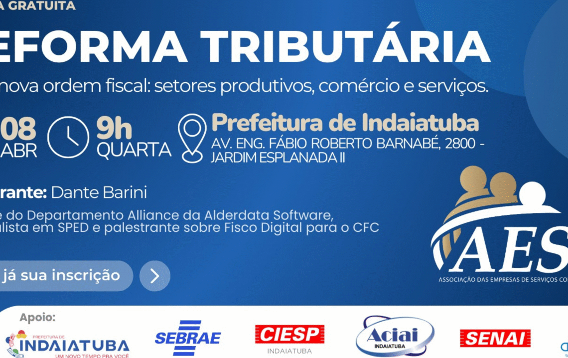 Palestra sobre impactos da Reforma Tributária acontece no dia 8 de abril na Prefeitura de Indaiatuba