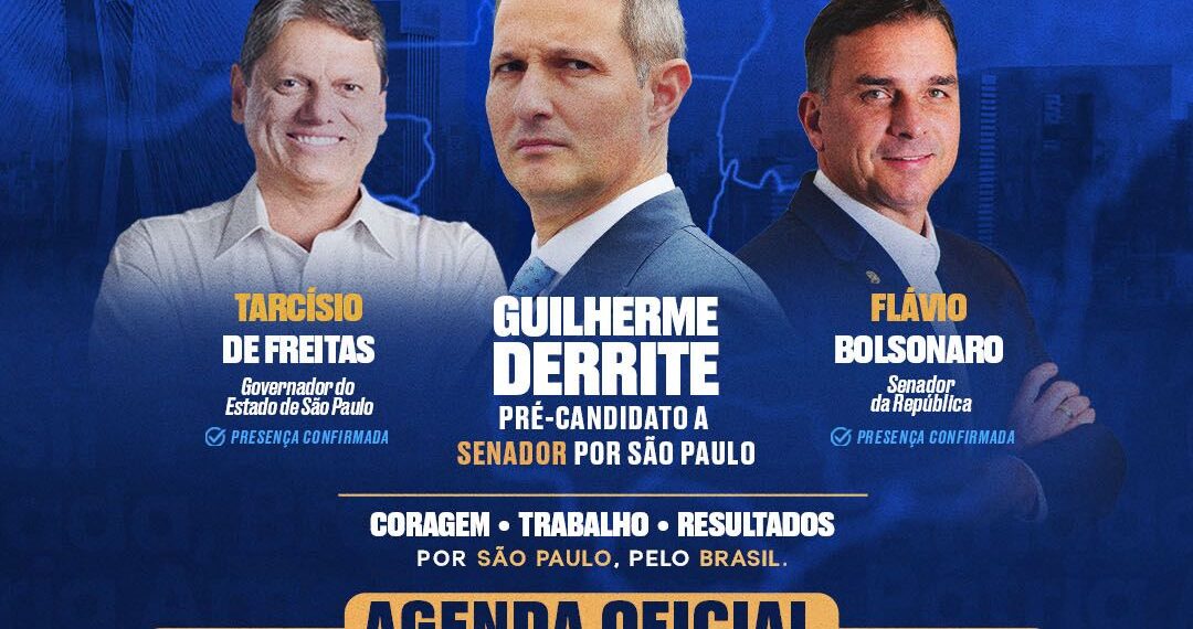 Campinas sedia nesta sexta lançamento da pré-campanha de Derrite ao Senado, com presenças de Tarcísio e Flávio Bolsonaro