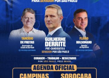 Campinas sedia nesta sexta lançamento da pré-campanha de Derrite ao Senado com Tarcísio e Flávio Bolsonaro