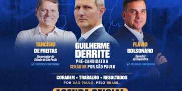 Campinas sedia nesta sexta lançamento da pré-campanha de Derrite ao Senado, com presenças de Tarcísio e Flávio Bolsonaro