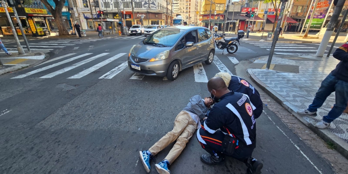 Idoso é atropelado na faixa de pedestres no Centro de Campinas