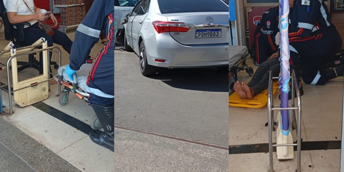 Motorista passa mal, atropela quatro pessoas e provoca acidente em supermercado de Monte Mor